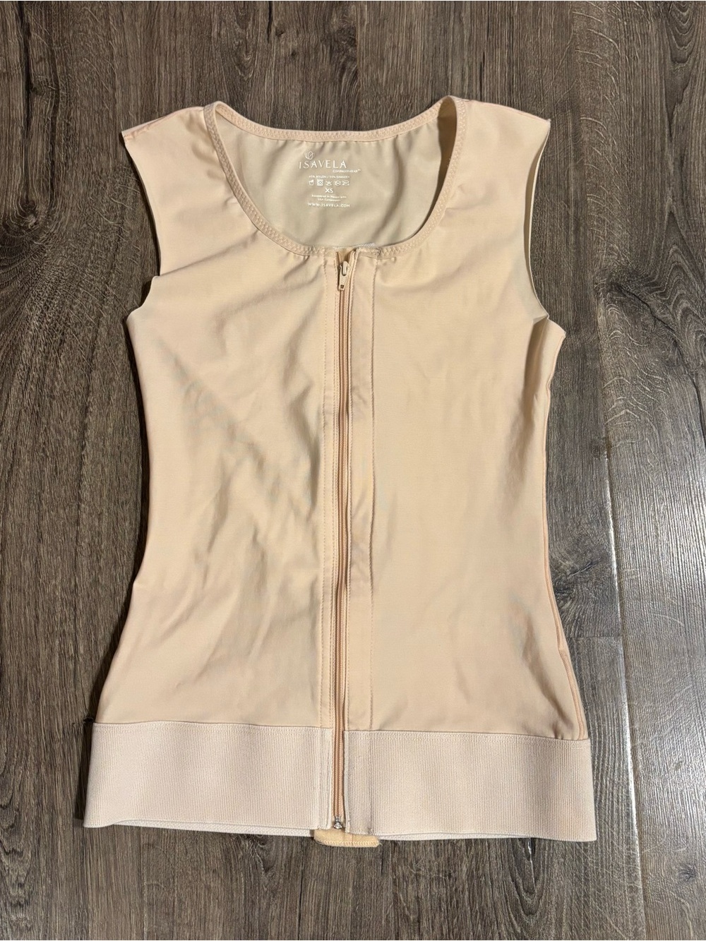 Isavela Male Compression Beige Zip-Front Shapewear Tank/ Vest size XS